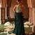 Bottle green embroidered corset georgette drape saree set