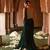 Bottle green embroidered corset georgette drape saree set