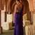 Royal purple embroidered corset cupro silk drape saree set