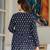 Navy-blue floral printed cotton tunic short kurti top for women