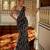 Midnight blue embellished organza pre drape saree set