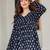 Navy-blue floral printed cotton tunic short kurti top for women