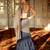 Prussian blue ruffled organza pre drape saree set