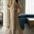 Champagne gold embroidered tissue pre drape saree set