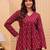 Red floral printed cotton tunic short kurti top for women