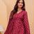 Red floral printed cotton tunic short kurti top for women