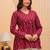 Red floral printed cotton tunic short kurti top for women