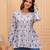 White floral printed cotton tunic short kurti top for women