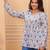 White floral printed cotton tunic short kurti top for women