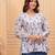 White floral printed cotton tunic short kurti top for women