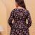 Black floral printed cotton tunic short kurti top for women
