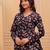 Black floral printed cotton tunic short kurti top for women