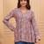 Grey floral printed cotton tunic short kurti top for women