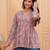 Grey floral printed cotton tunic short kurti top for women