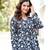 Black floral printed cotton tunic short kurti top for women