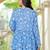 Blue floral printed cotton tunic short kurti top for women