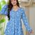Blue floral printed cotton tunic short kurti top for women