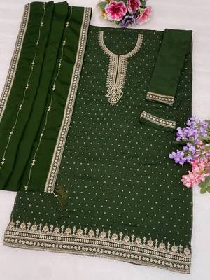 Dark green silk wedding semi stitched palazzo set 2