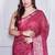 Pink script printed orzanga saree