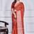 Red script printed orzanga saree