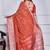 Red script printed orzanga saree