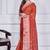 Red script printed orzanga saree
