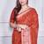 Red script printed orzanga saree