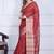 Maroon script printed orzanga saree