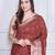 Maroon script printed orzanga saree