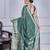 Green script printed orzanga saree