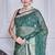 Green script printed orzanga saree