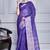 Blue script printed orzanga saree