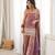 Dusty mauve sequence dori zari embroidered frendy silk kurta with bell bottom pant and dupatta