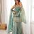 Sea green sequence dori zari embroidered frendy silk kurta with bell bottom pant and dupatta
