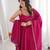 rani pink embroidered pure roman silk chanderi anarkali suit set with dupatta