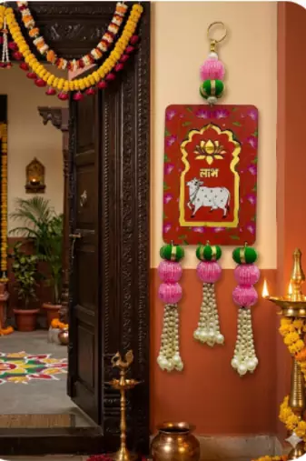 Cow Painting Latkan Hanging Diwali Decorations Wall Door Hanging decoration [Small17]