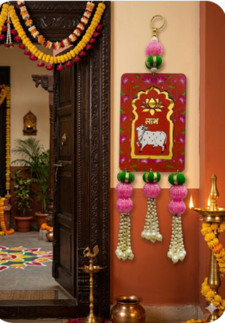 Cow Painting Latkan Hanging Diwali Decorations Wall Door Hanging decoration [Small17]