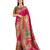 Magenta position print with zari weaving saree with contrast blouse piece
