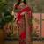 Magenta position print with zari weaving saree with contrast blouse piece
