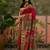 Magenta position print with zari weaving saree with contrast blouse piece