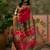 Magenta position print with zari weaving saree with contrast blouse piece