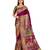 Purple position print with zari weaving saree with contrast blouse piece