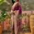 Purple position print with zari weaving saree with contrast blouse piece