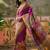 Purple position print with zari weaving saree with contrast blouse piece