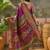 Purple position print with zari weaving saree with contrast blouse piece