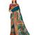 Blue position print with zari weaving saree with contrast blouse piece