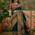 Blue position print with zari weaving saree with contrast blouse piece