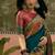 Blue position print with zari weaving saree with contrast blouse piece