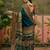 Blue position print with zari weaving saree with contrast blouse piece