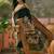 Black position print with zari weaving saree with contrast blouse piece
